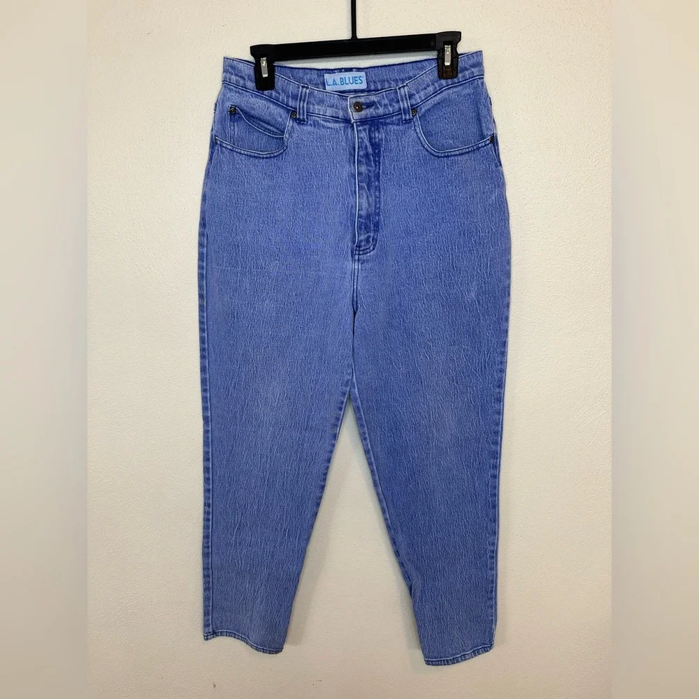90s LA Blues High Waisted Stone Wash Mom Jeans Women’s Size 16 Tapered Leg - Picture 1 of 10